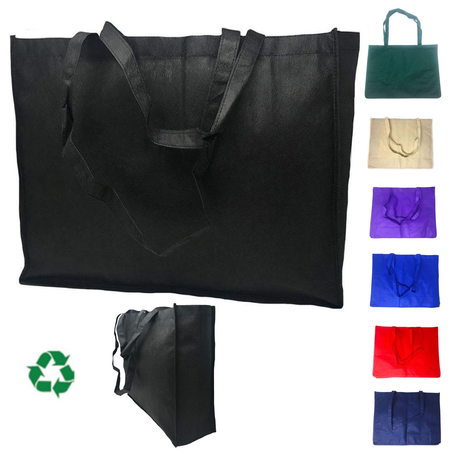 Extra Large Reusable Grocery Shopping Tote Bags Recycled Eco Friendly 20″