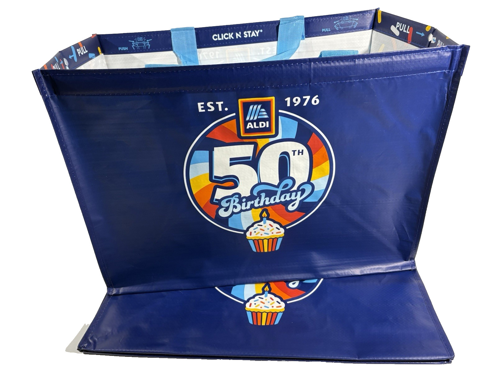 ALDI Limited Edition 50TH Birthday Click N’ Stay Tote Bag Reusable 2026 New 2pc
