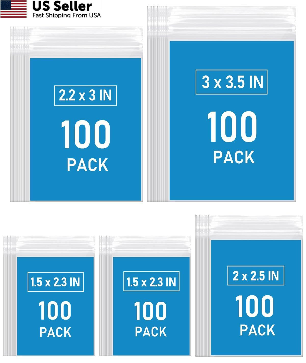 Small Plastic Bags Resealable Clear Poly Storage Jewelry 500 Pcs 4 Sizes New USA