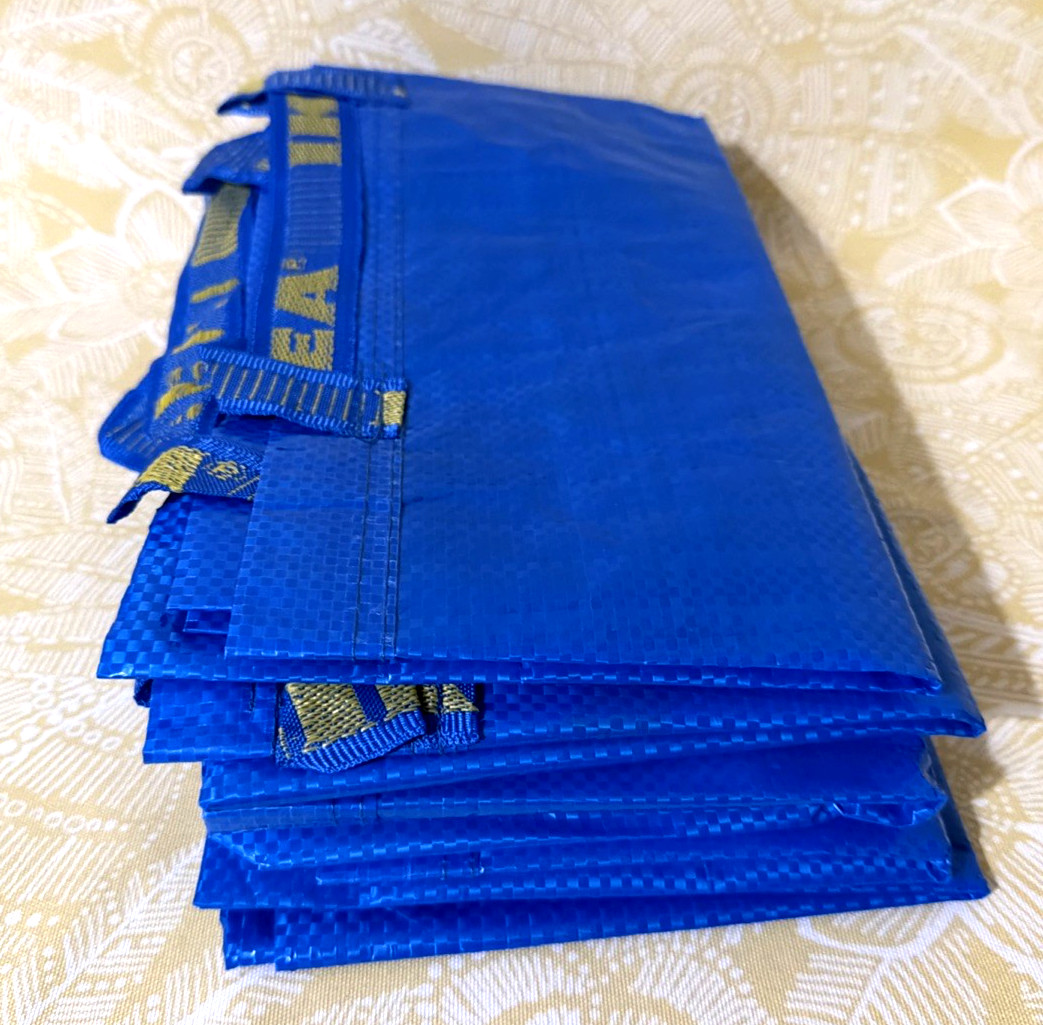IKEA Large 5-Pack FRAKTA 19-GALLON Blue Reusable Grocery Tote Bag -FREE SHIPPING