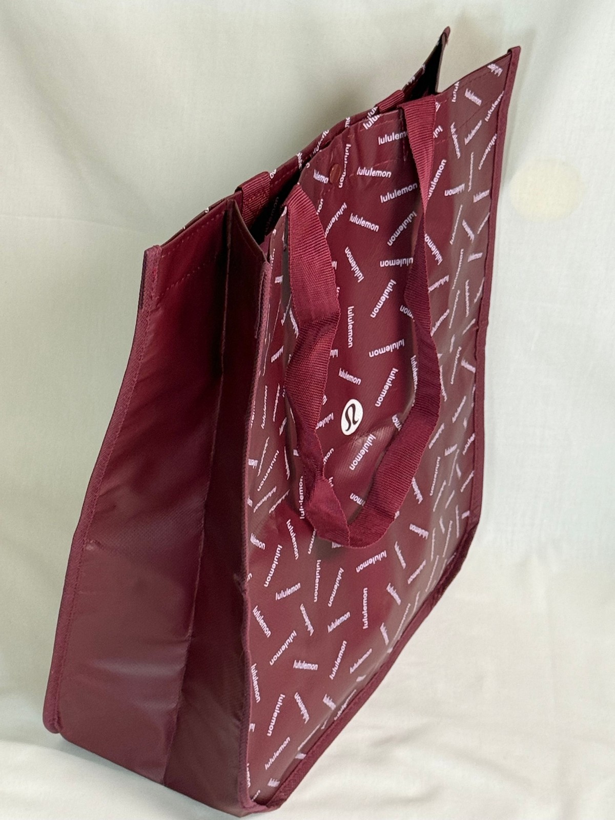 Lululemon Large Reusable Shopping Tote Bag w/ Nylon Handle – Burgundy – New