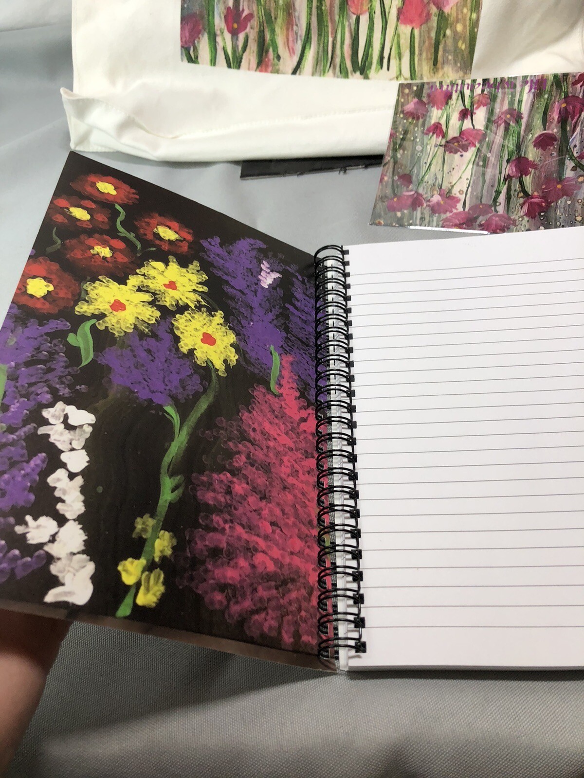 Reusable Wildflower Tote Bag. Plus Matching Notebook And Magnet. Handmade