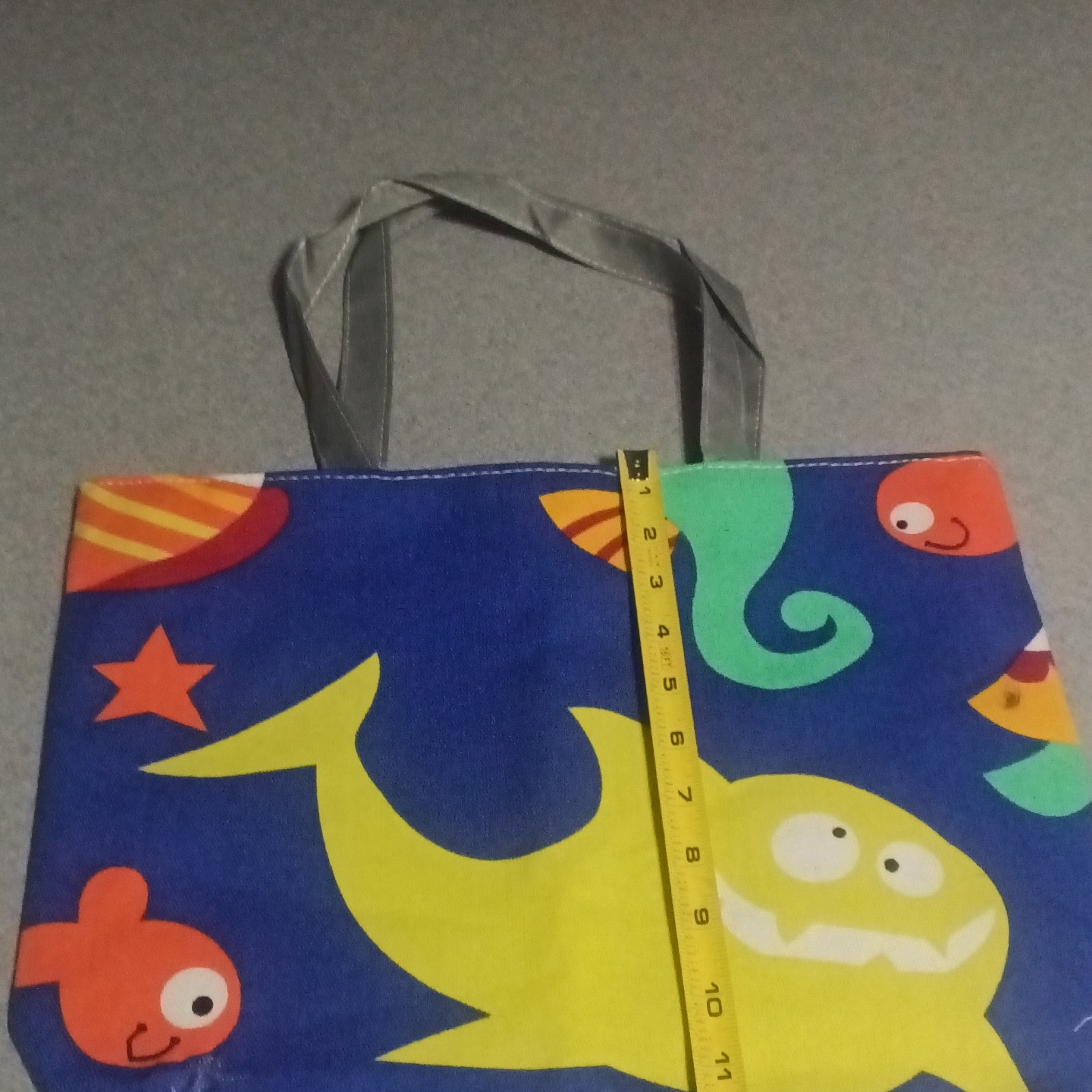 Reusable Shopping Tote Bag Animal Print Blue Multicolor Zipper Closure 15x11x4