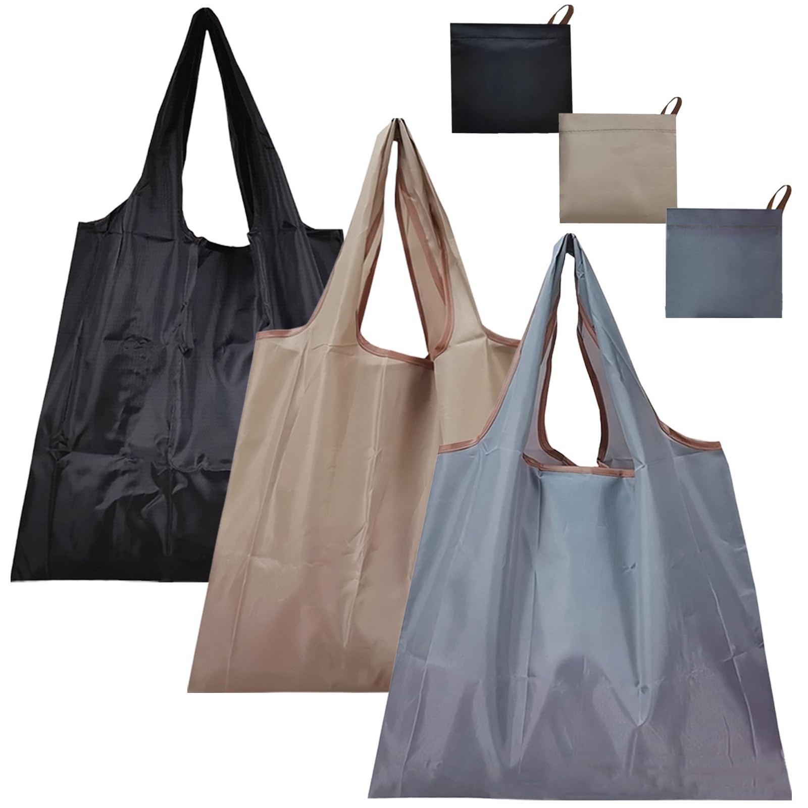 3-Piece Large Foldable Tote Bags, Reusable & Washable, Lightweight & Durable,…
