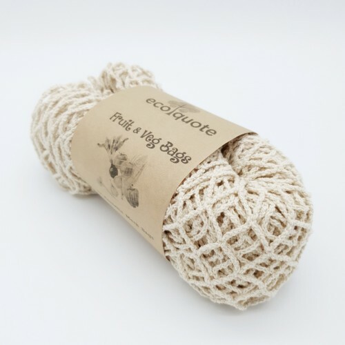 Mesh Shopping Bag Pack of 2 Natural Organic Cotton Biogradable & Eco-Friendly
