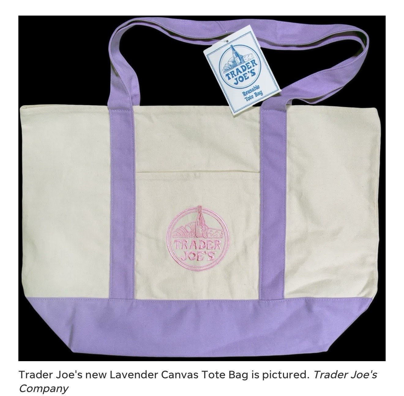 Trader Joe’s Lavender Purple Large + Pink Mini Canvas Tote Bag 2 Set Limited 🛍️