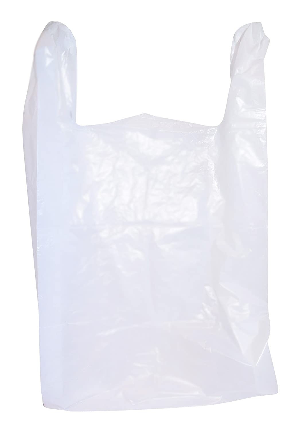 JAK Industrial 200 Large Plastic Grocery T-Shirt Bags with Handles 200, White