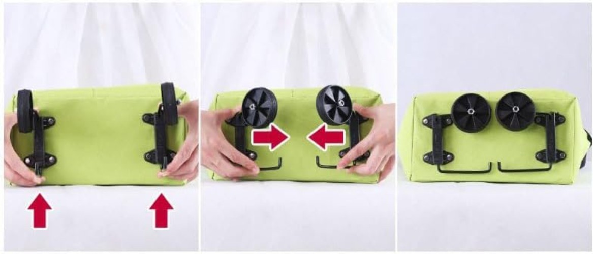 8L Waterproof Foldable Reusable Grocery Tote with Wheels & Handle