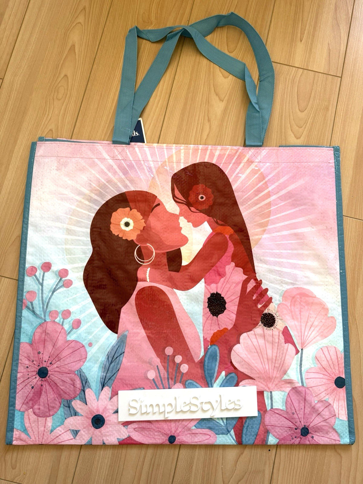 MOTHER DAUGHTER Floral Durable Reusable Grocery Shopping Gift Bag Tote NEW
