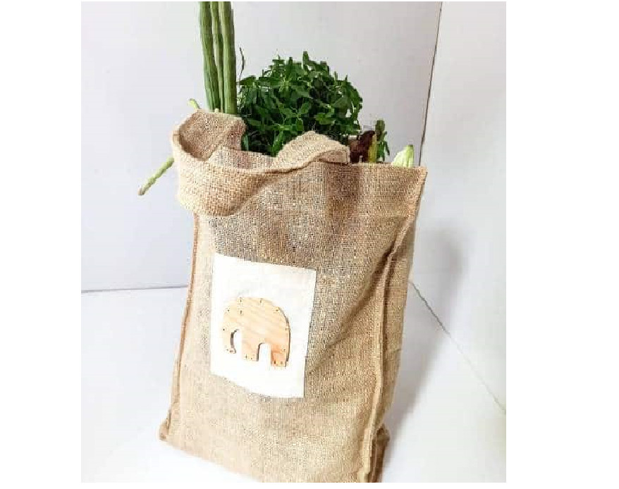 Reusable Simple Eco Jute Canvas Veggie & Fruit Shopping Grocery Large Tote Bag