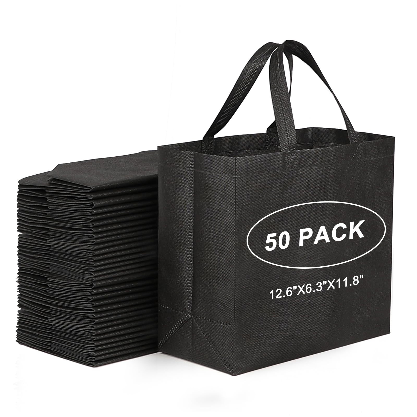 Reusable Black Tote Bags – Non-Woven Bulk Shopping Bags with Reinforced Handles