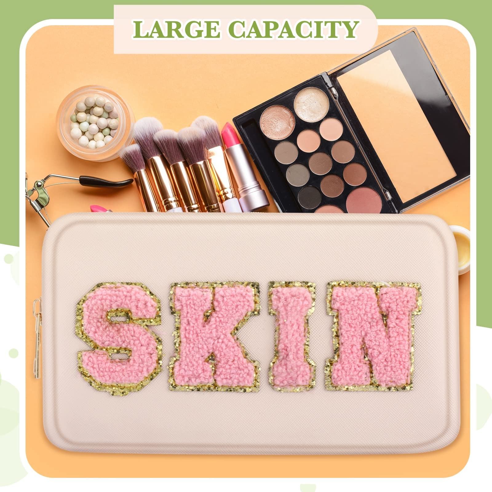 Sanwuta 4 Pcs Hair Face Skin Travel Bag Set Beige, Khaki, Pink, Nude Pink