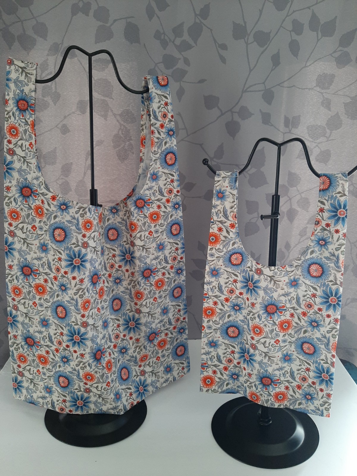 Mother/daughter reusable handmade shopping bags