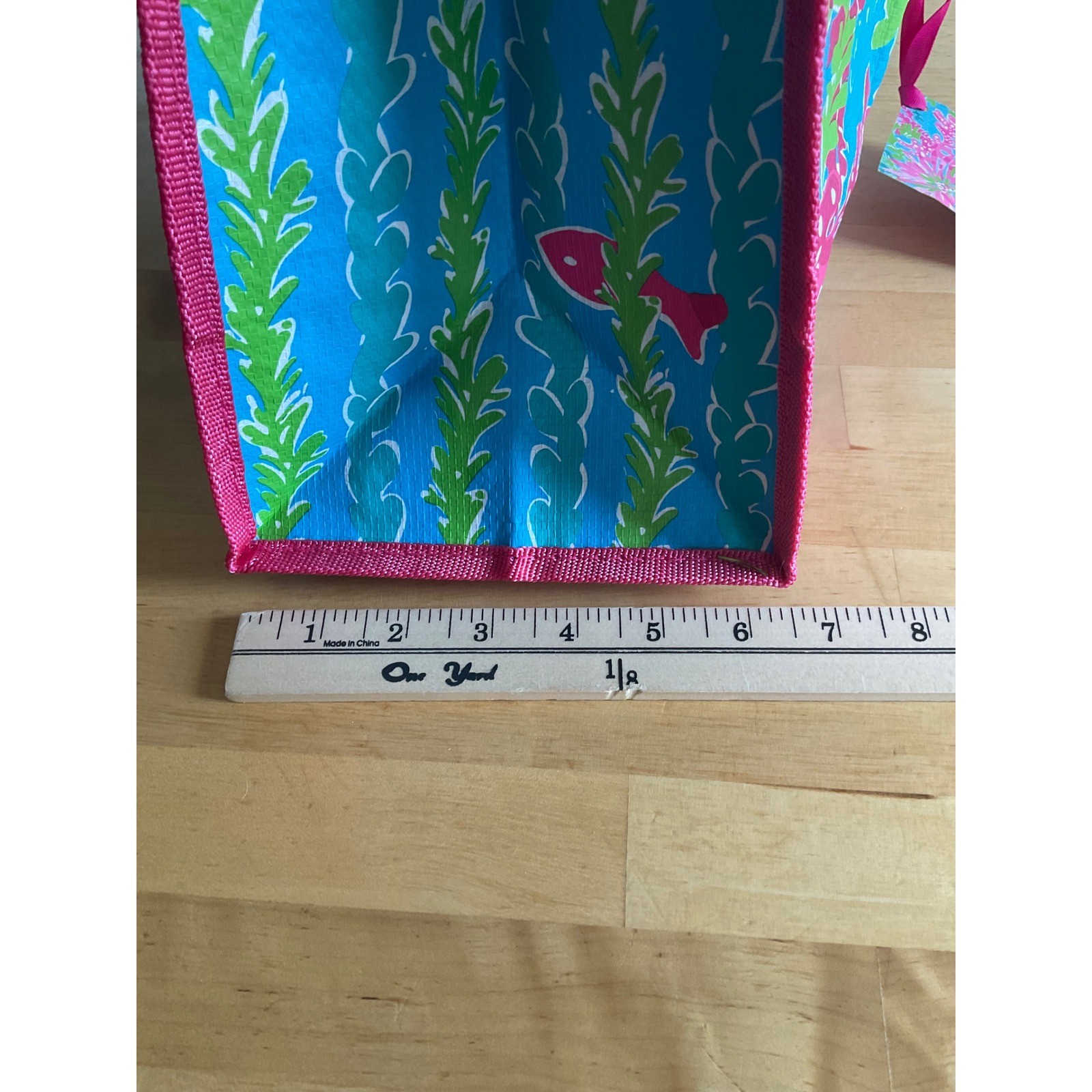 Lilly Pulitzer Sea Soiree Market Bag Reusable Shopping Tote Pink Blue Seahorse