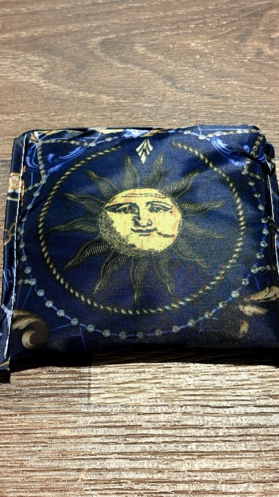 Johnny Was Blue/Gold All-Over Print Foldable Reusable Shopping Bag w/ Pouch