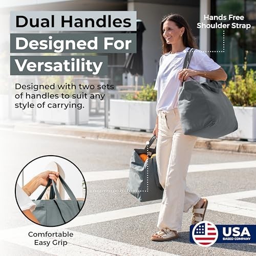 Canvas Grocery Bags Set of 3 XL 80lb Heavy Duty with Real Pockets Shoulder Strap