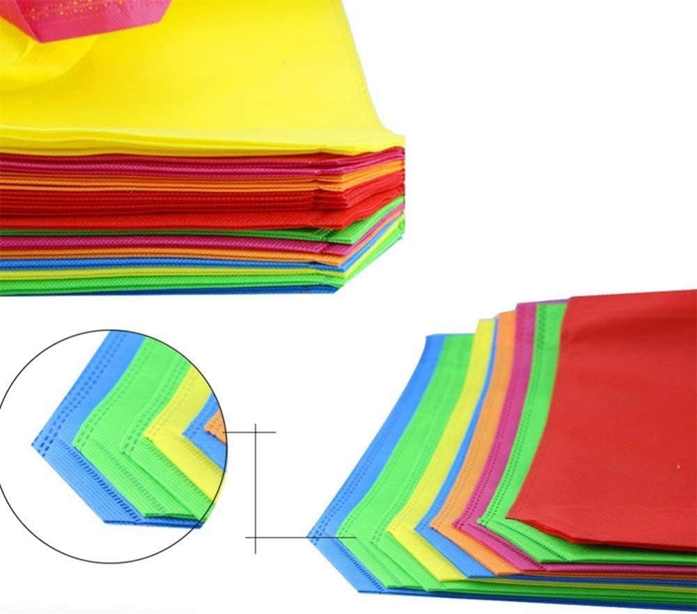 24 Pack Reusable Gift Bag with Handles, 13″ Goodie Treat Bags 8 Colors for Pa…