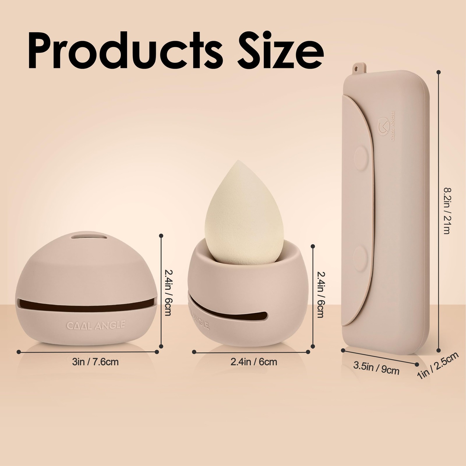 COOL-ANGLE Silicone Makeup Brush Holder And Beauty Sponge Case, D01:Khaki