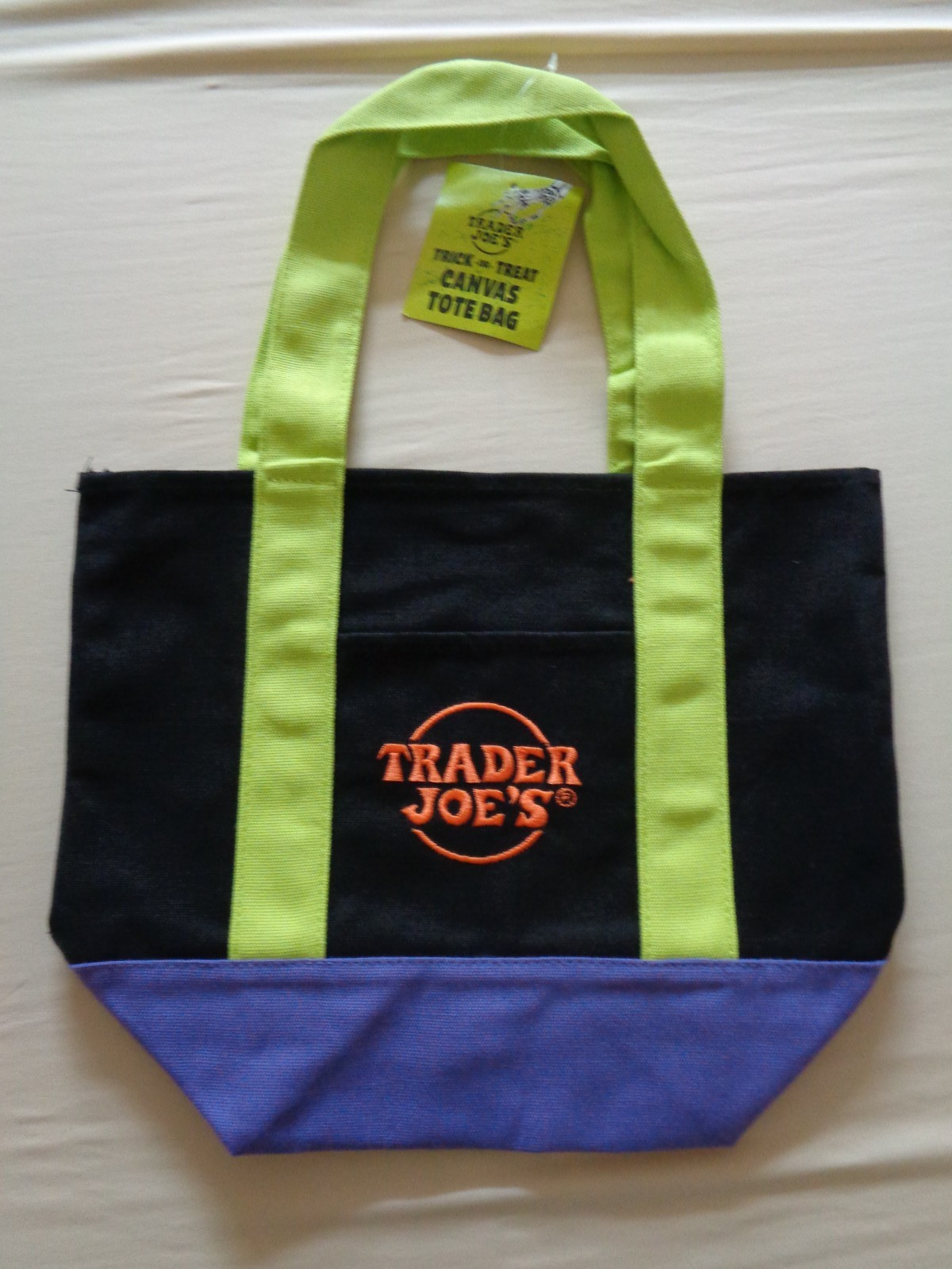 Trader Joe’s Mini Canvas Tote Bag Halloween Limited Edition Black Green Purple