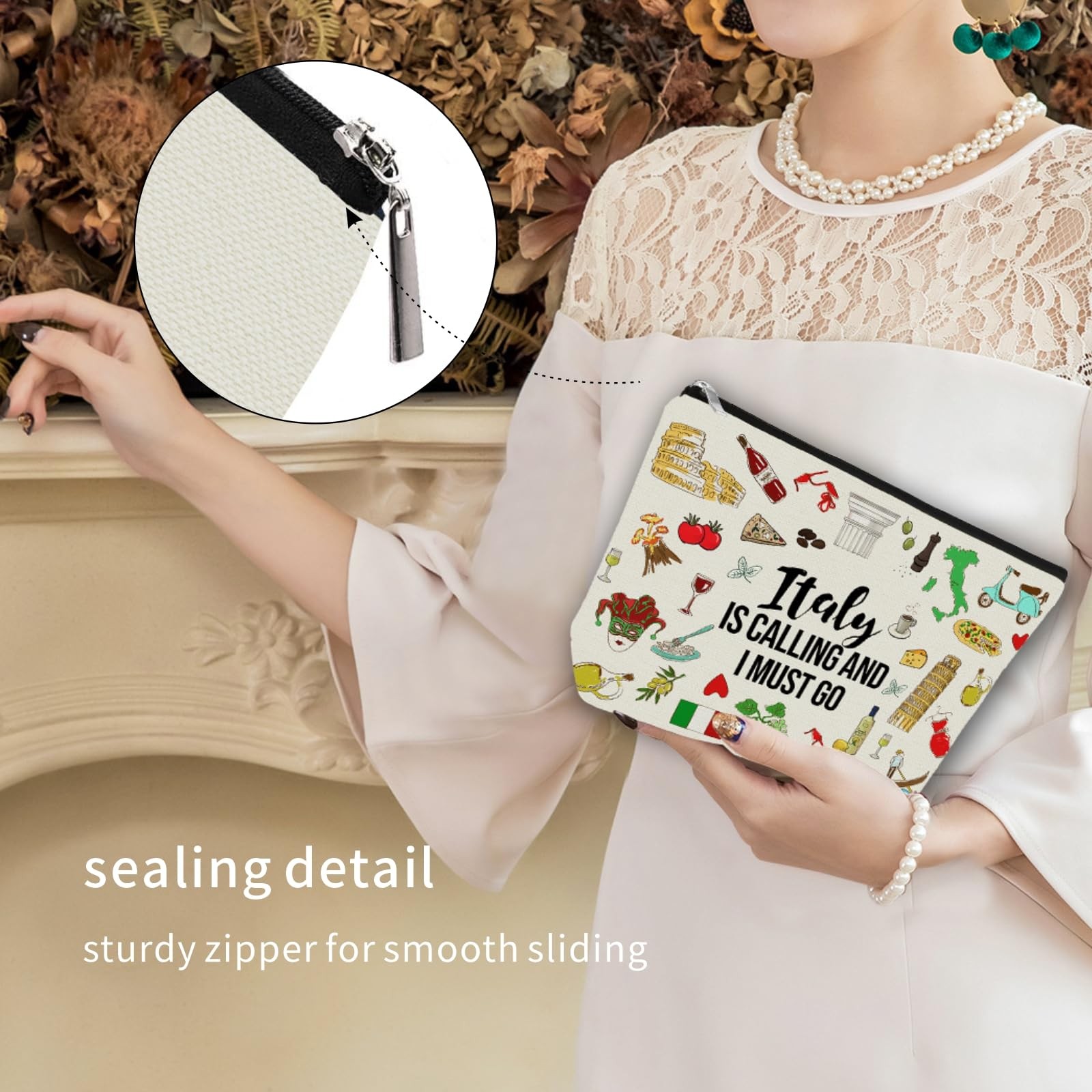 Girlly Italy Travel Essentials Gift: Small Makeup Bag Is Off White
