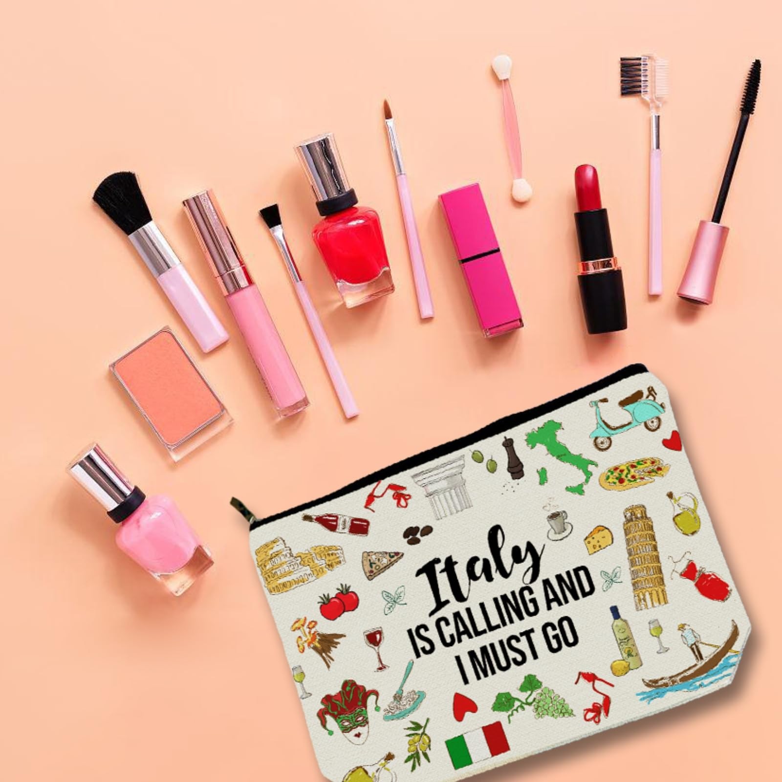 Girlly Italy Travel Essentials Gift: Small Makeup Bag Is Off White
