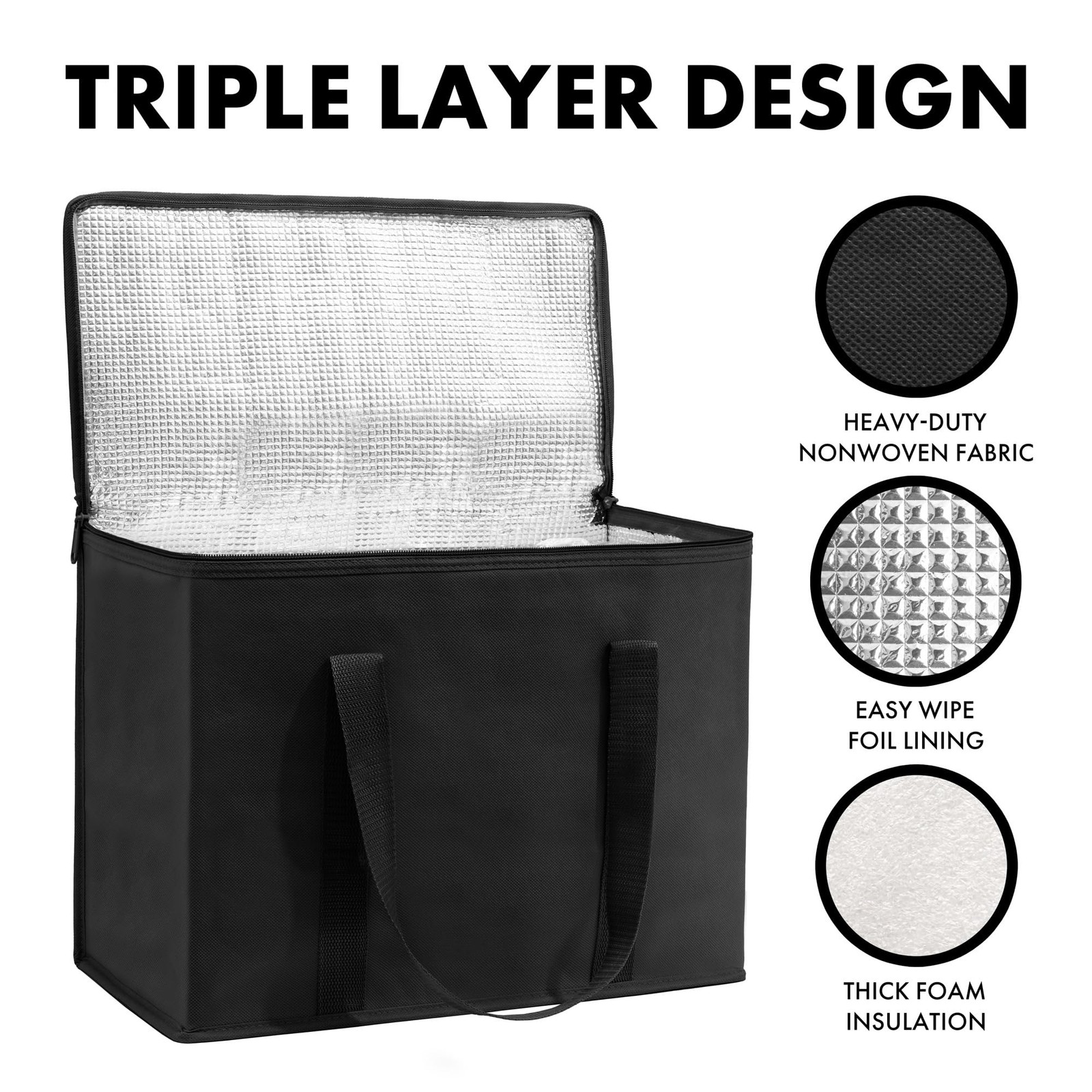 (Not Made In China) Insulated Reusable Grocery Bags, Catering and Delivery Ba…