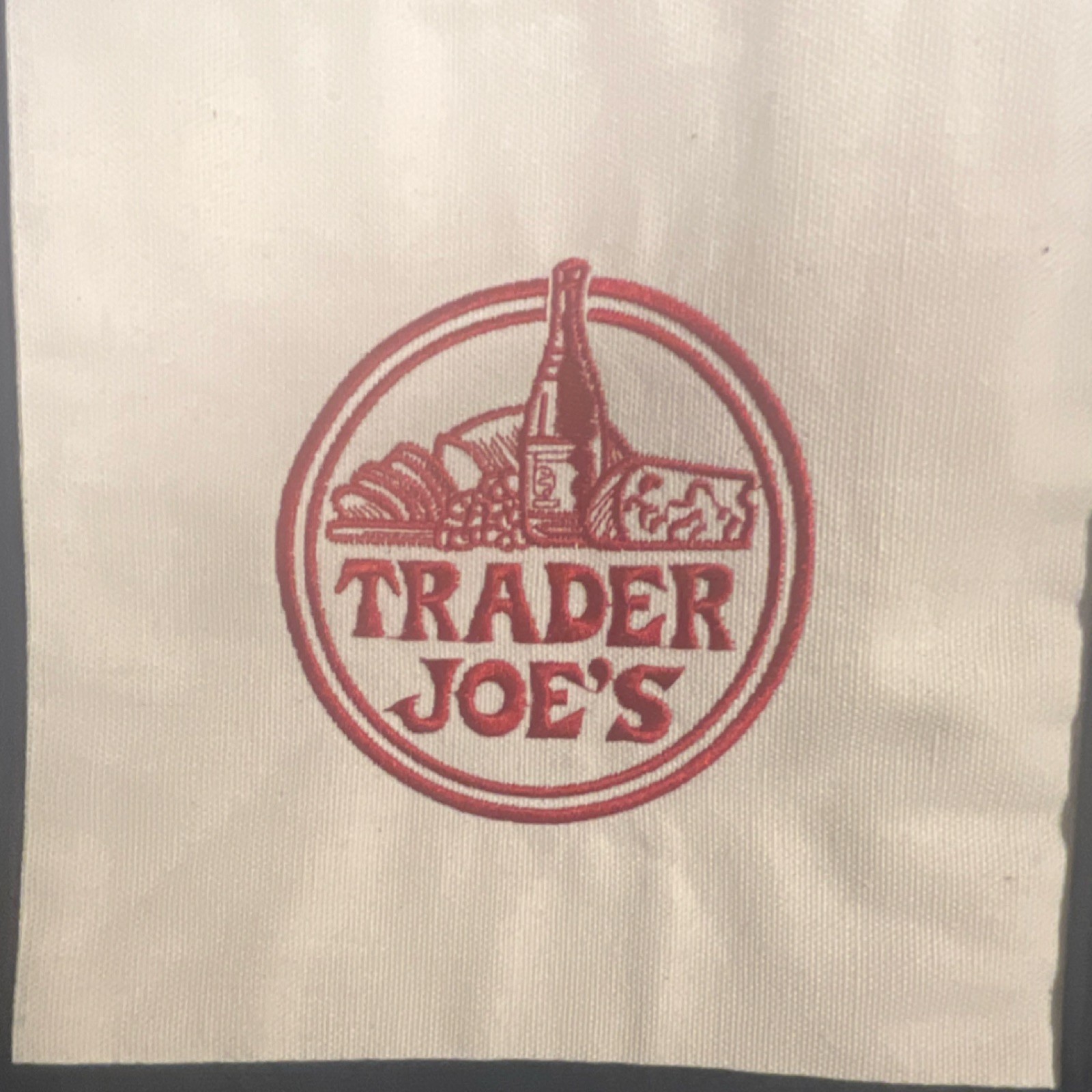 Trader Joe’s Canvas Tote Bag Foldable Beige Black Solid Plain