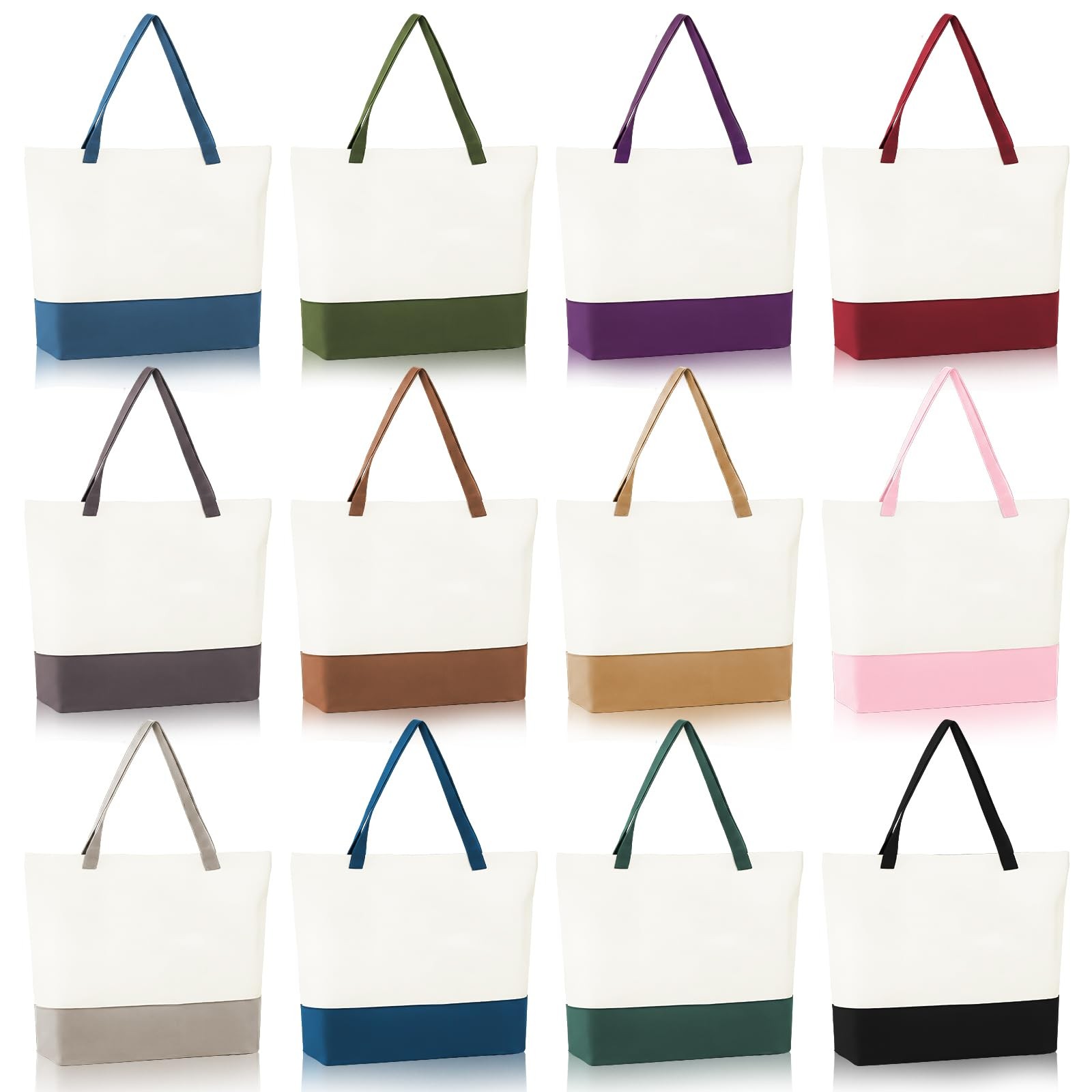 12 Pack Multi-color Blank Canvas Tote Bags Bulk 17.5 x 14.5 Inch Reusable Gro…