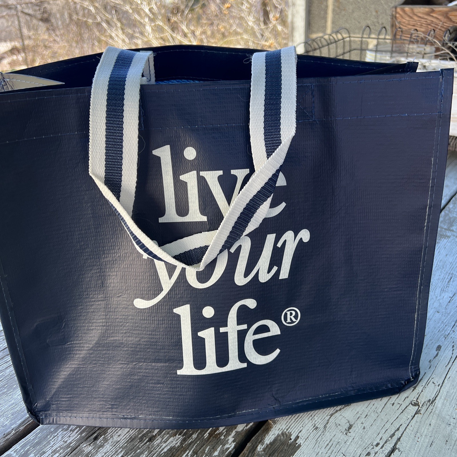 American Eagle Reusable Shopping Bag Dark Blue ‘Live Your Life’ MEDIUM SZ