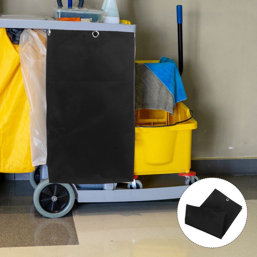 Replacement Cleaning Cart Bag Black Oxford Cloth With Reinforced Metal