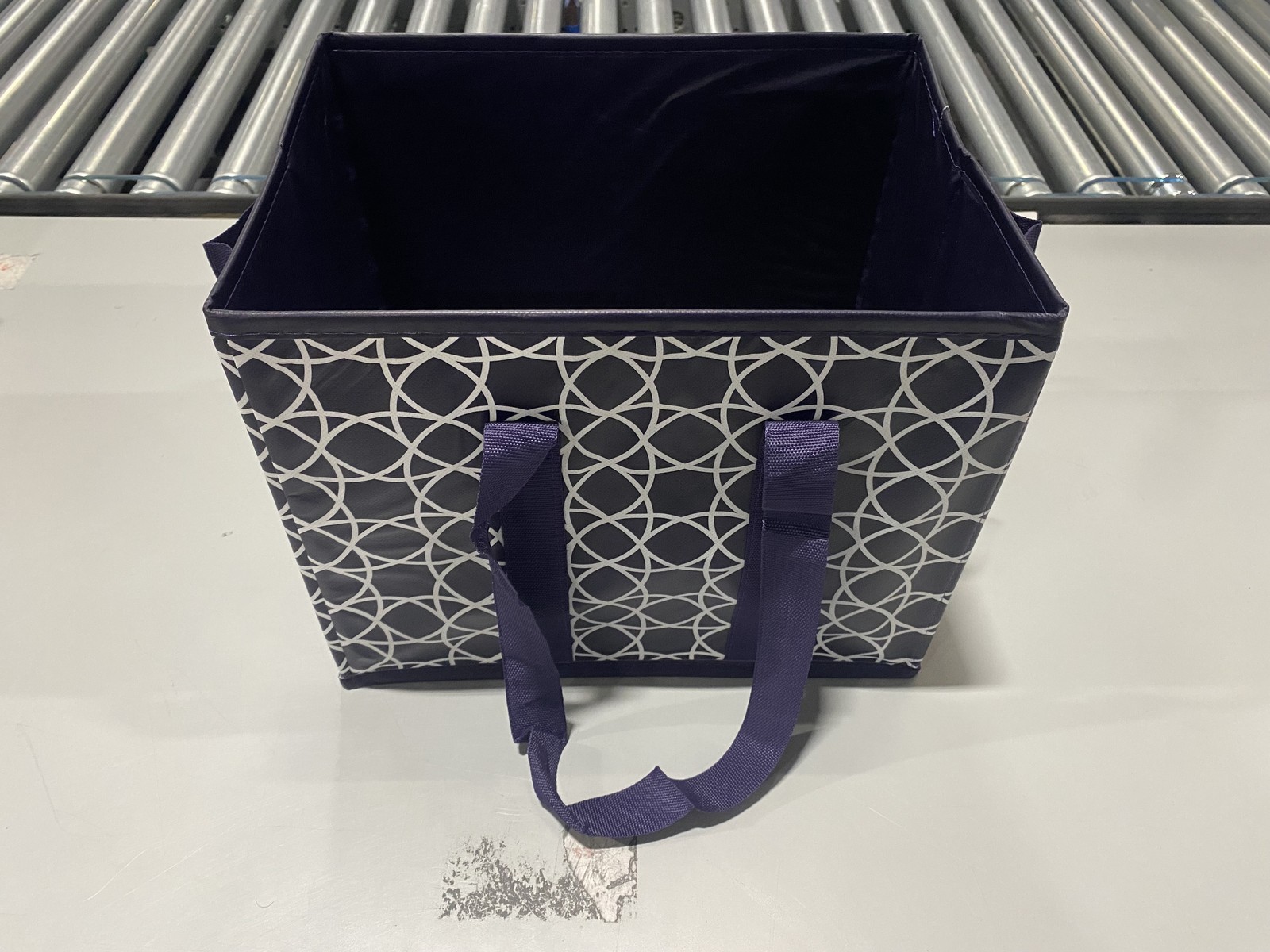 DURASACK GROCERY TOTE ALL-PURPOSE COLLAPSIBLE TOTES – DARK BLUE GEOMETRIC