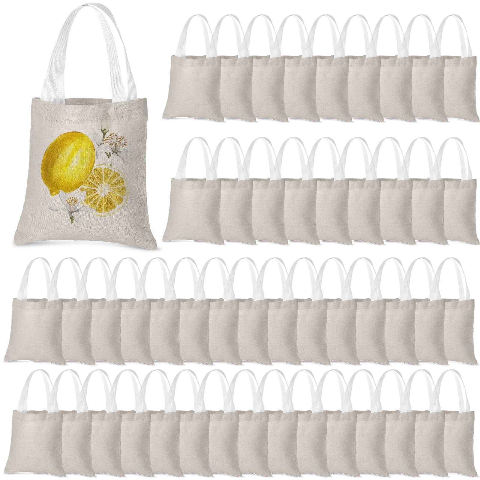 Moukeren 50 Pcs Mini Canvas Tote Bags Bulk 8 x 8 Inch DIY Small Blank Tote Ba…