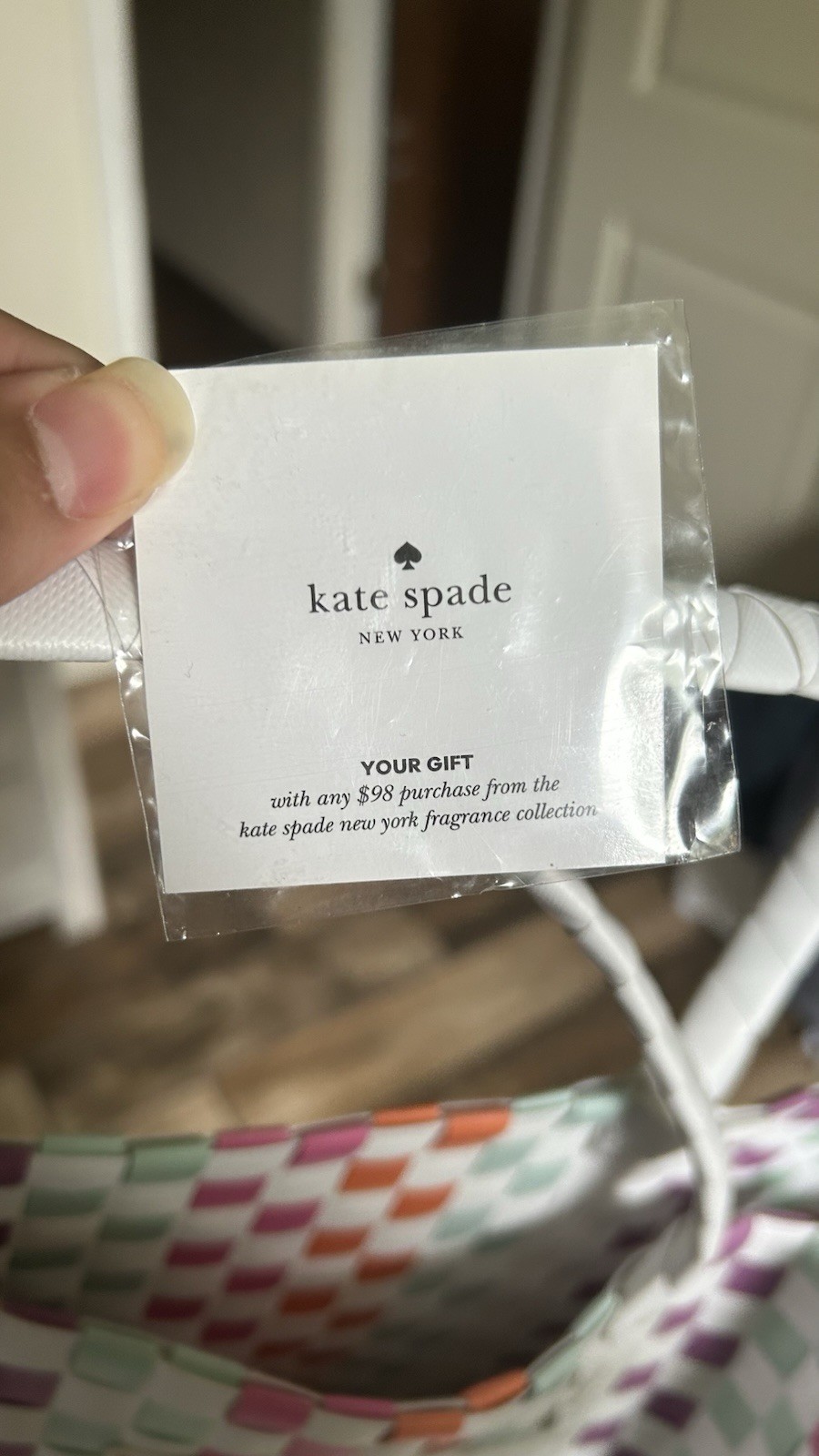 kate spade new york Large Reusable Tote Shopping Bag, Checkered Plastic, 20x14x8