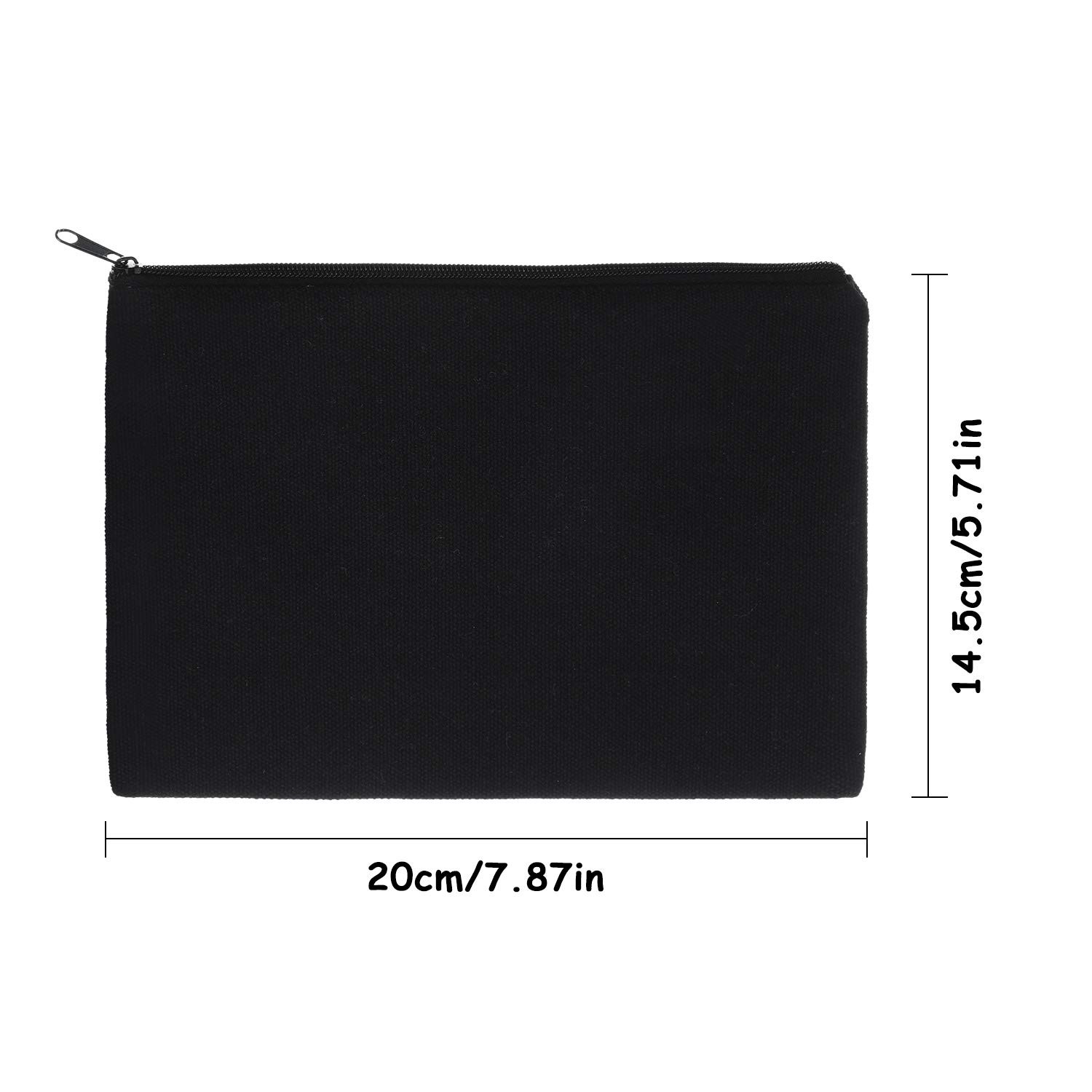 meekoo 16 Pack Blank Canvas Pouch Zipper Cosmetic Medium (Pack of 16), Black