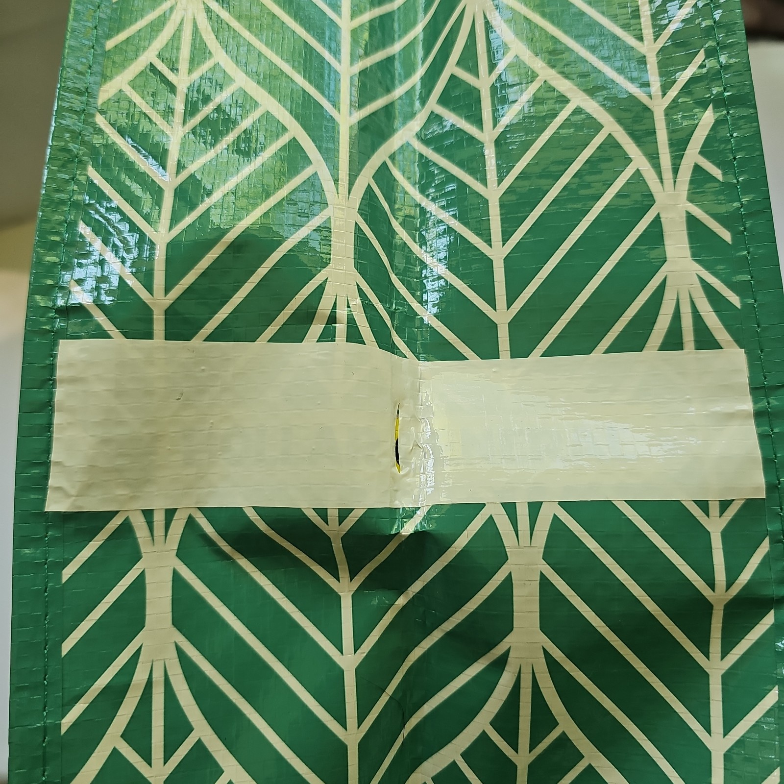 DG Reusable Shopping Tote Bag Size 6x18x19″ Teal Green White Geometric Large