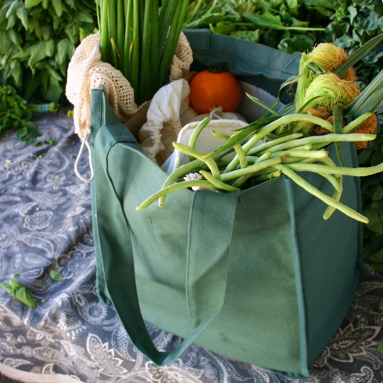 Simple Ecology Organic Cotton Deluxe Reusable Grocery Shopping Bag with Bottl…