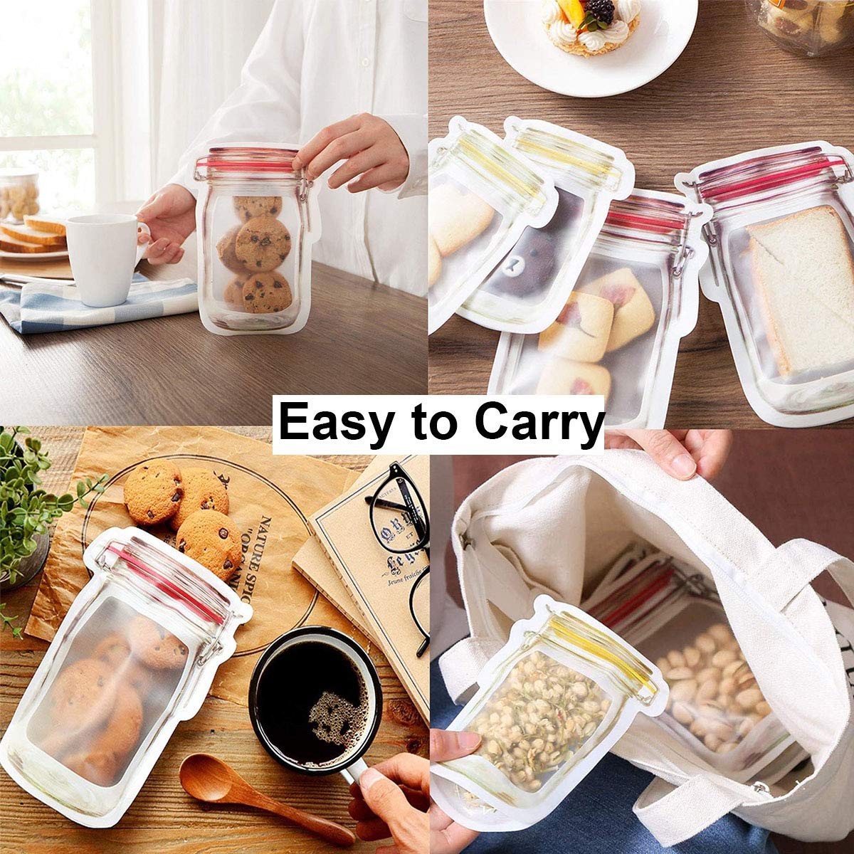 MYANGHAOT 30 Pack Mason Jar Zipper Bags – Reusable Airtight Seal Small Yellow