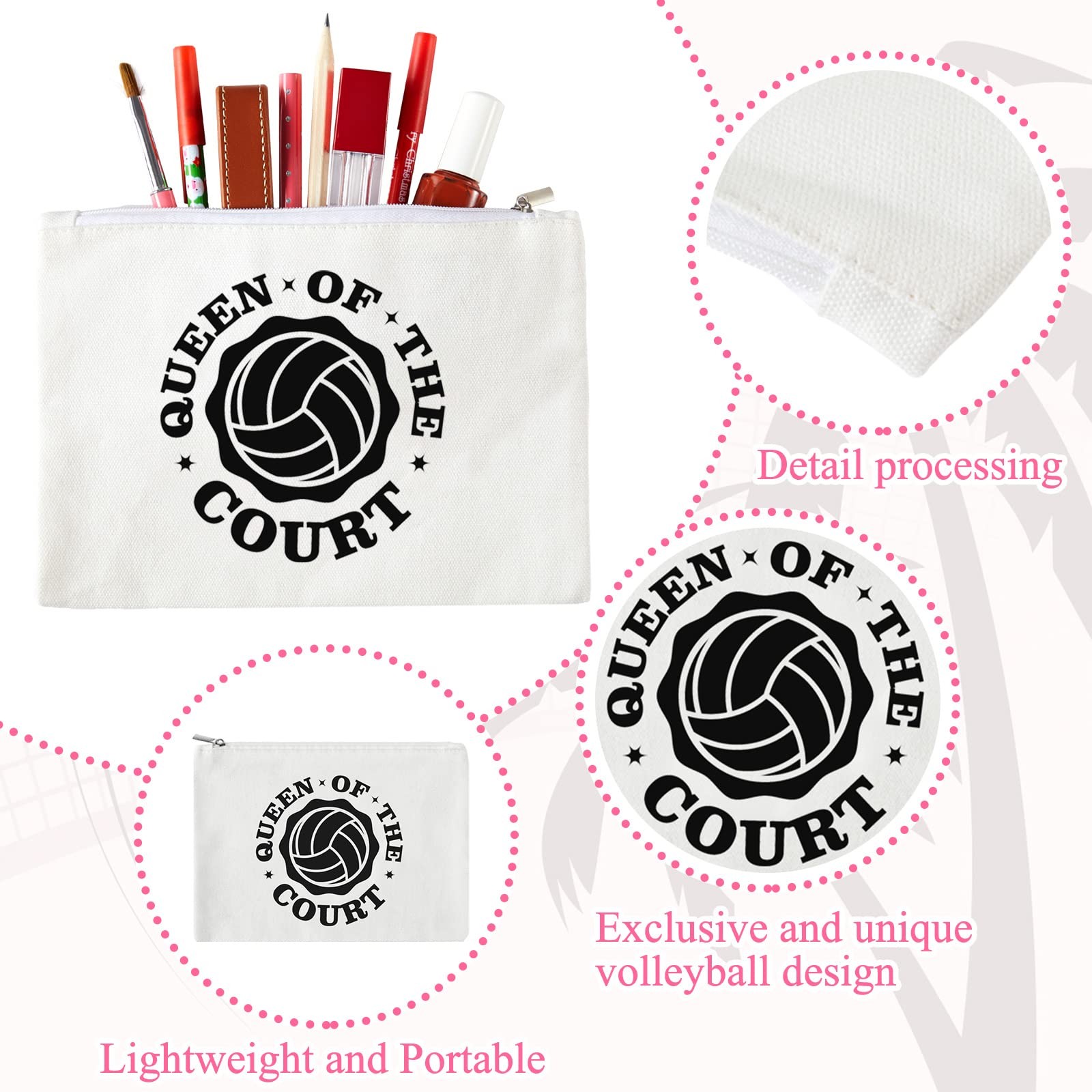 Weewooday 12 Pieces Volleyball Makeup Bags Gift Canvas Style