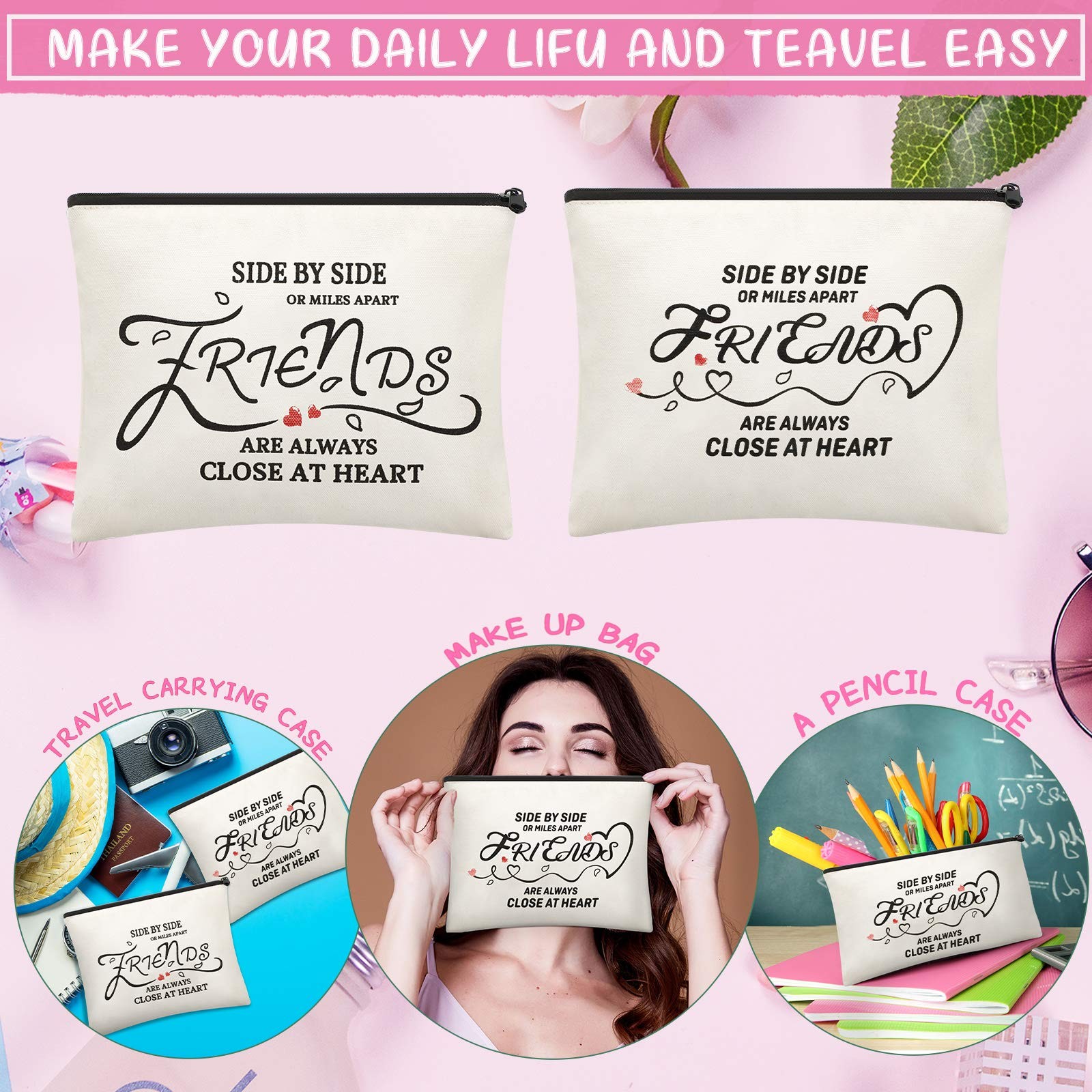 Weewooday 6 Pieces Friendship Gifts for Women Good Friends Makeup Beige