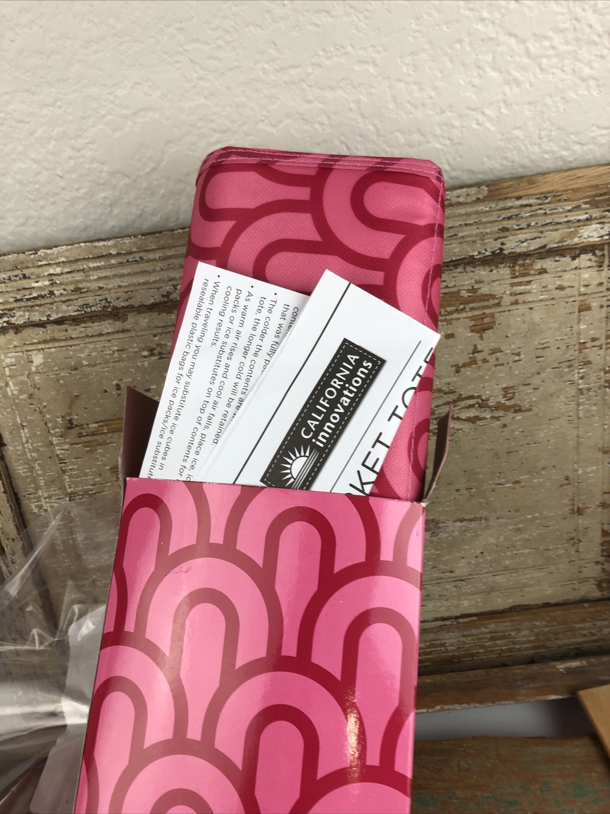 California Innovations Insulated Market Tote Pink Rainbows 17×6.25×15″ NIB