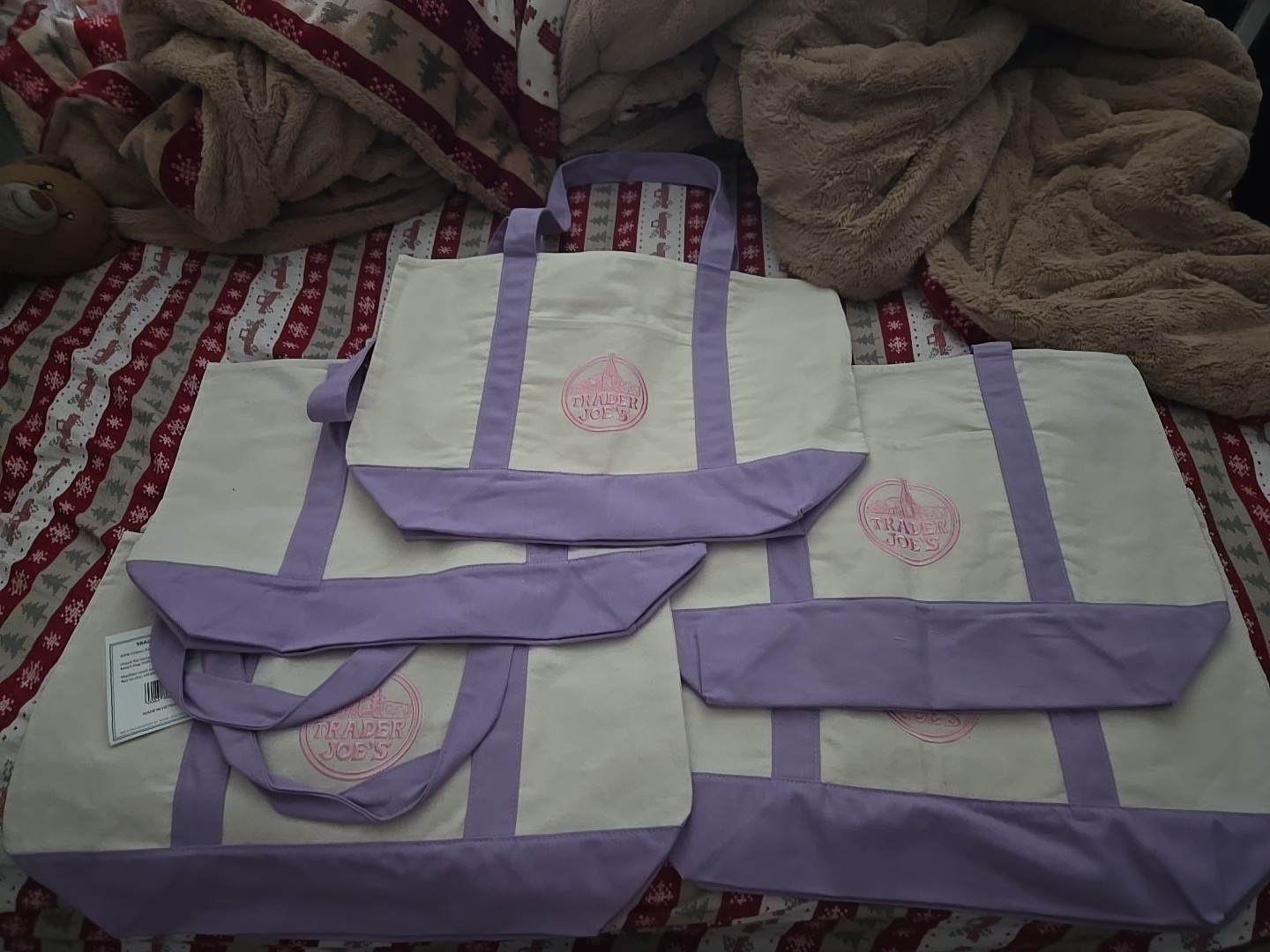 5 Trader Joe’s Large Lavender Tote Bags