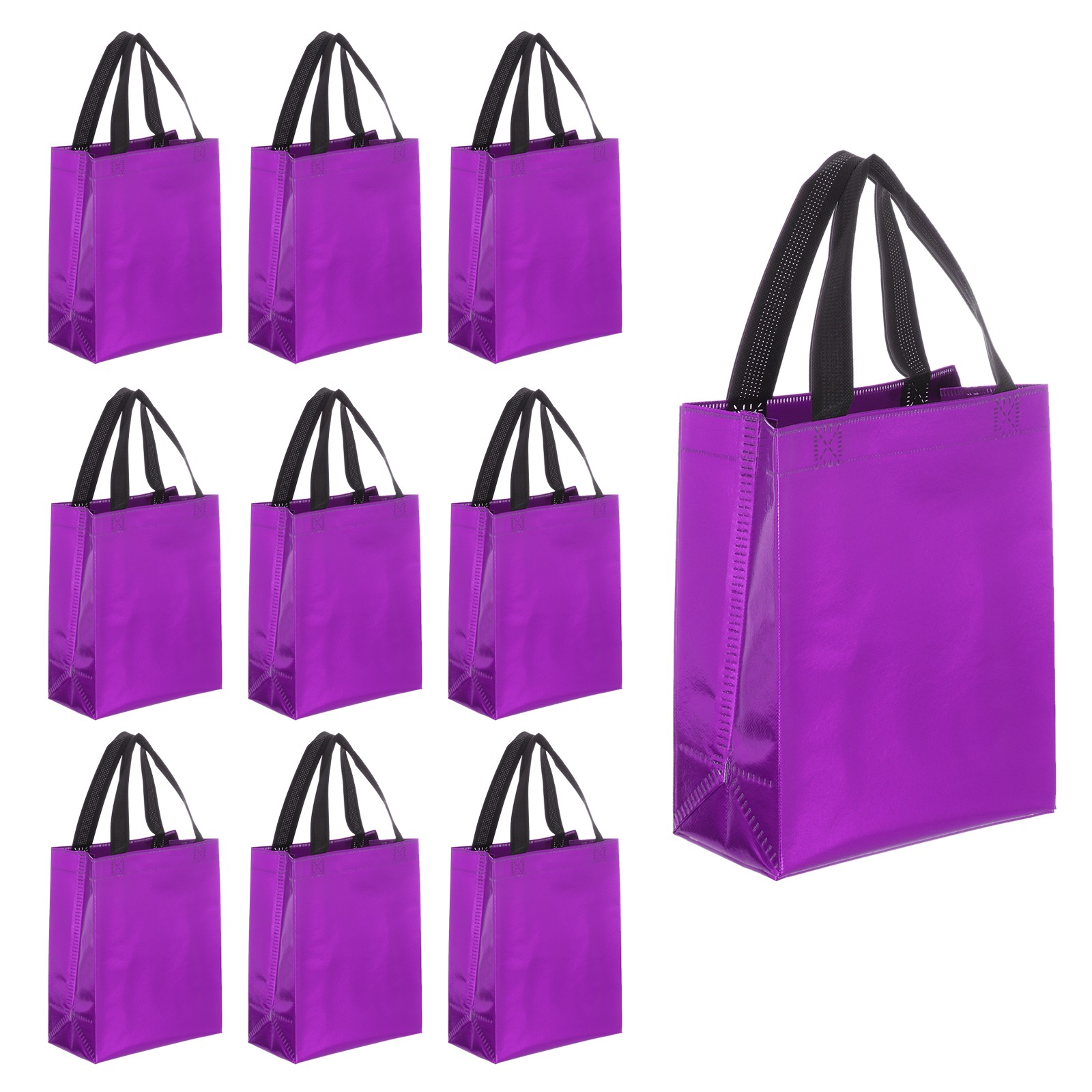 12Pcs Reusable Gift Bags with Handles 7.9 x 9.8 Inch Purple