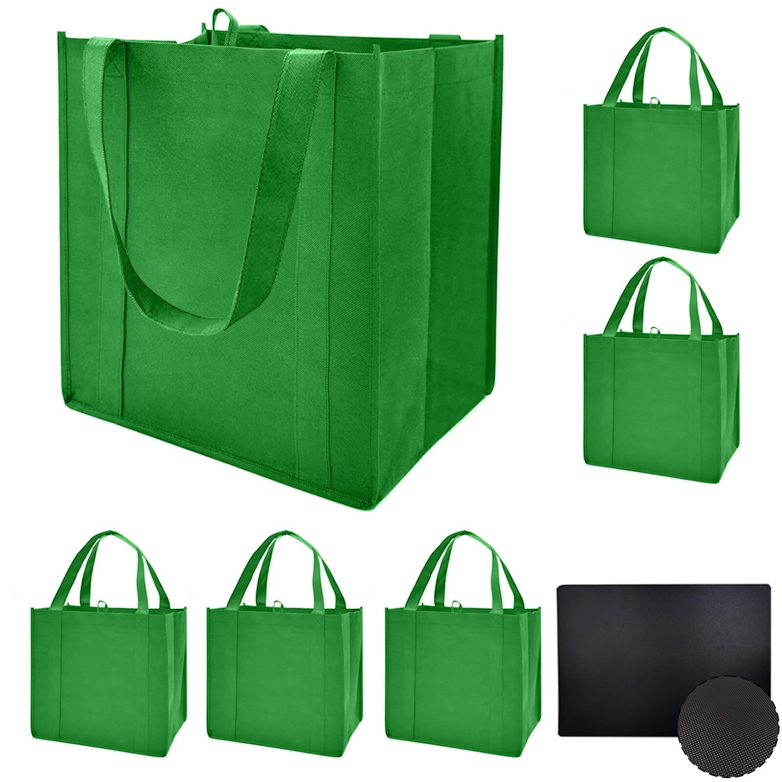 6 Pack Reusable Reinforced Handle Grocery Bags – Heavy Duty Large Shopping To…