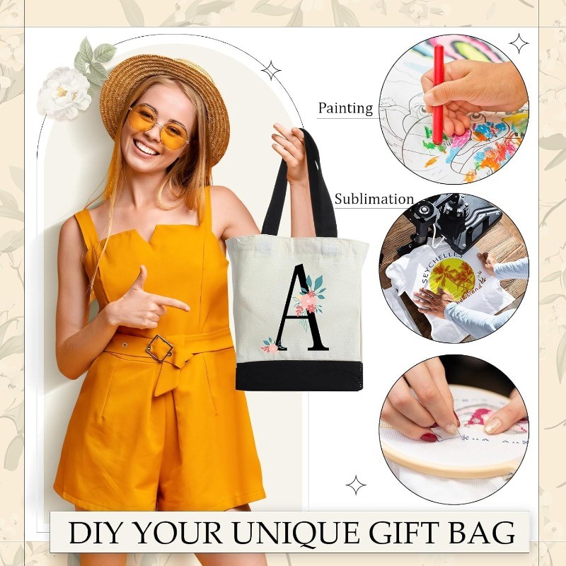 24 Pack Mini Canvas Tote Bag 8” x 4” x 10” Small Sublimation Blank Canvas