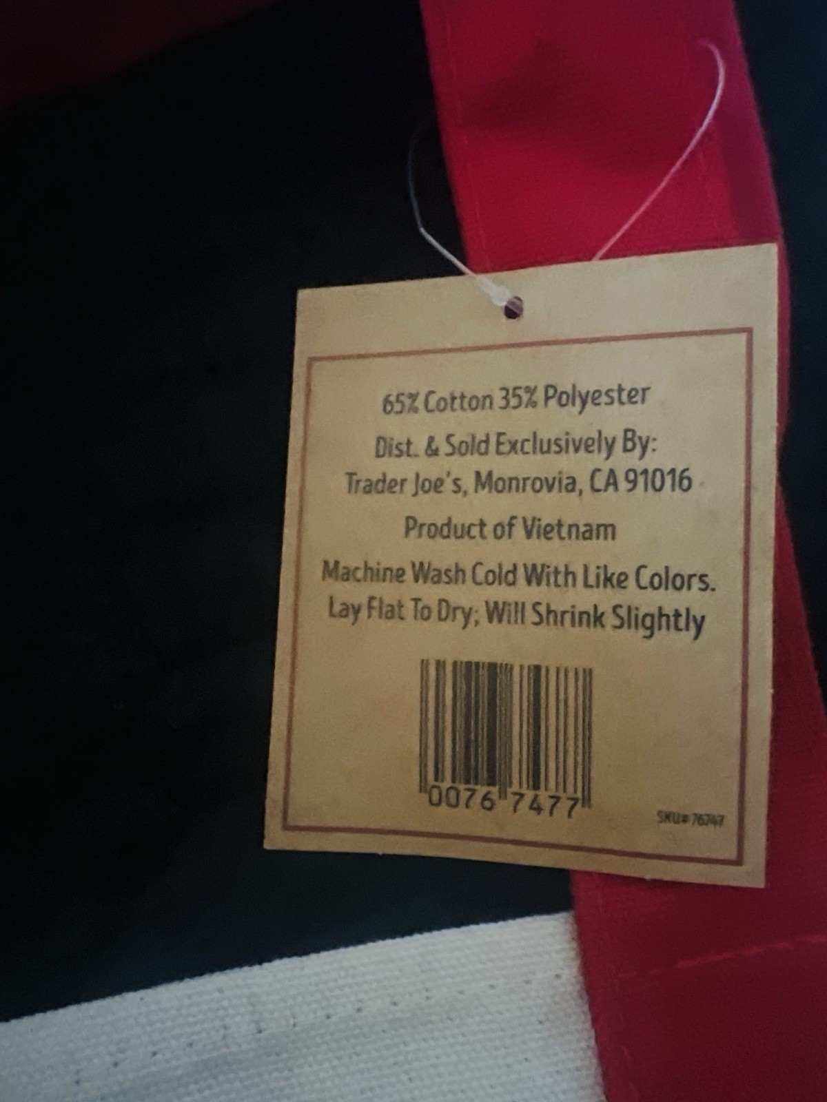 Trader Joe’s Mini rare canvas tote Bag Red White Small Foldable Cotton Polyester