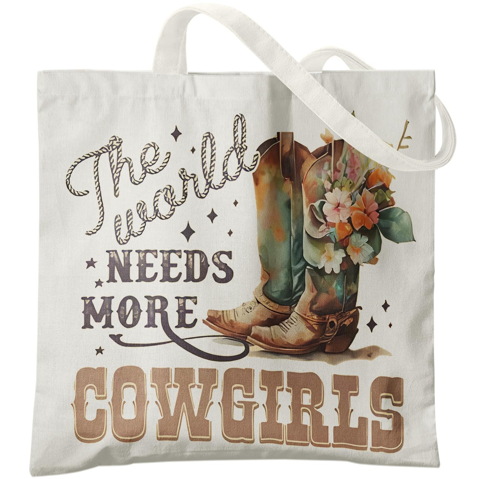 Veqzc Cowgirl Tote Bag, White, 15″ x 13.3″ 25.5″, Women’s One Size, Cowgirl3