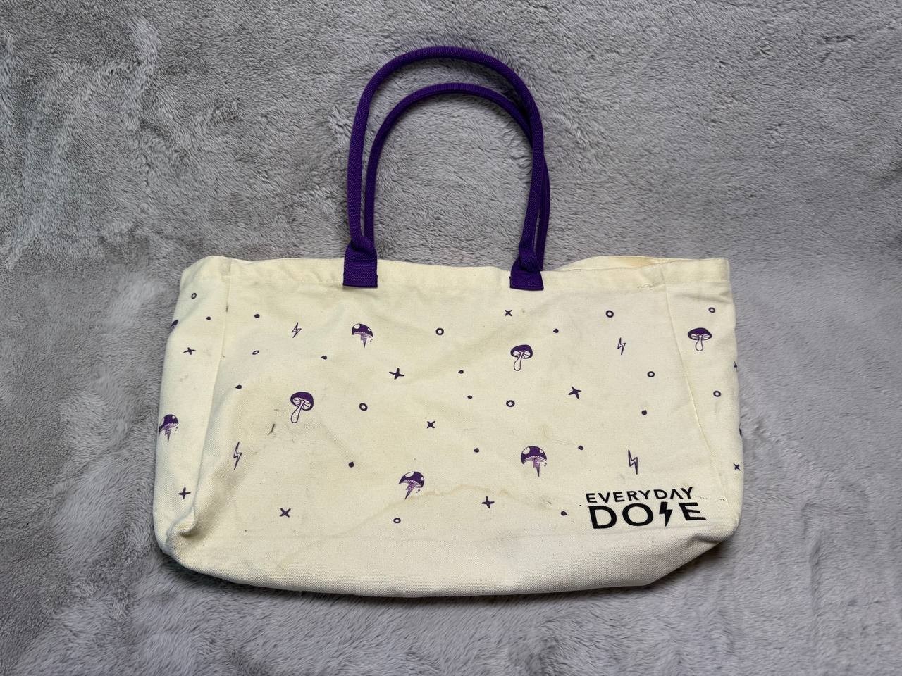 Everyday Dose Mushroom Coffee Canvas Tote Bag Purple Mushroom Lightning
