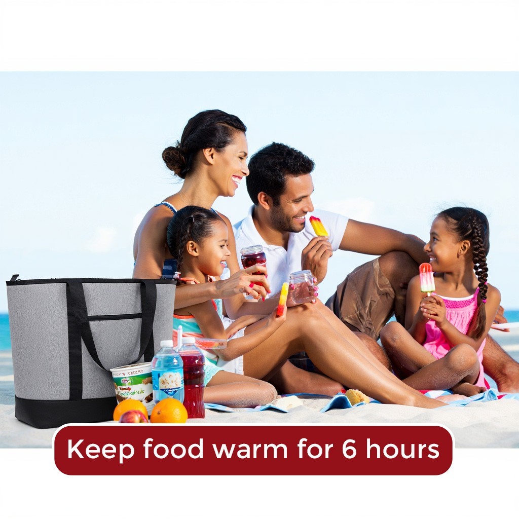 Large Insulated Tote for Hot Cold Lunch Food, Snacks, Wine, Beer – Cooler Bag
