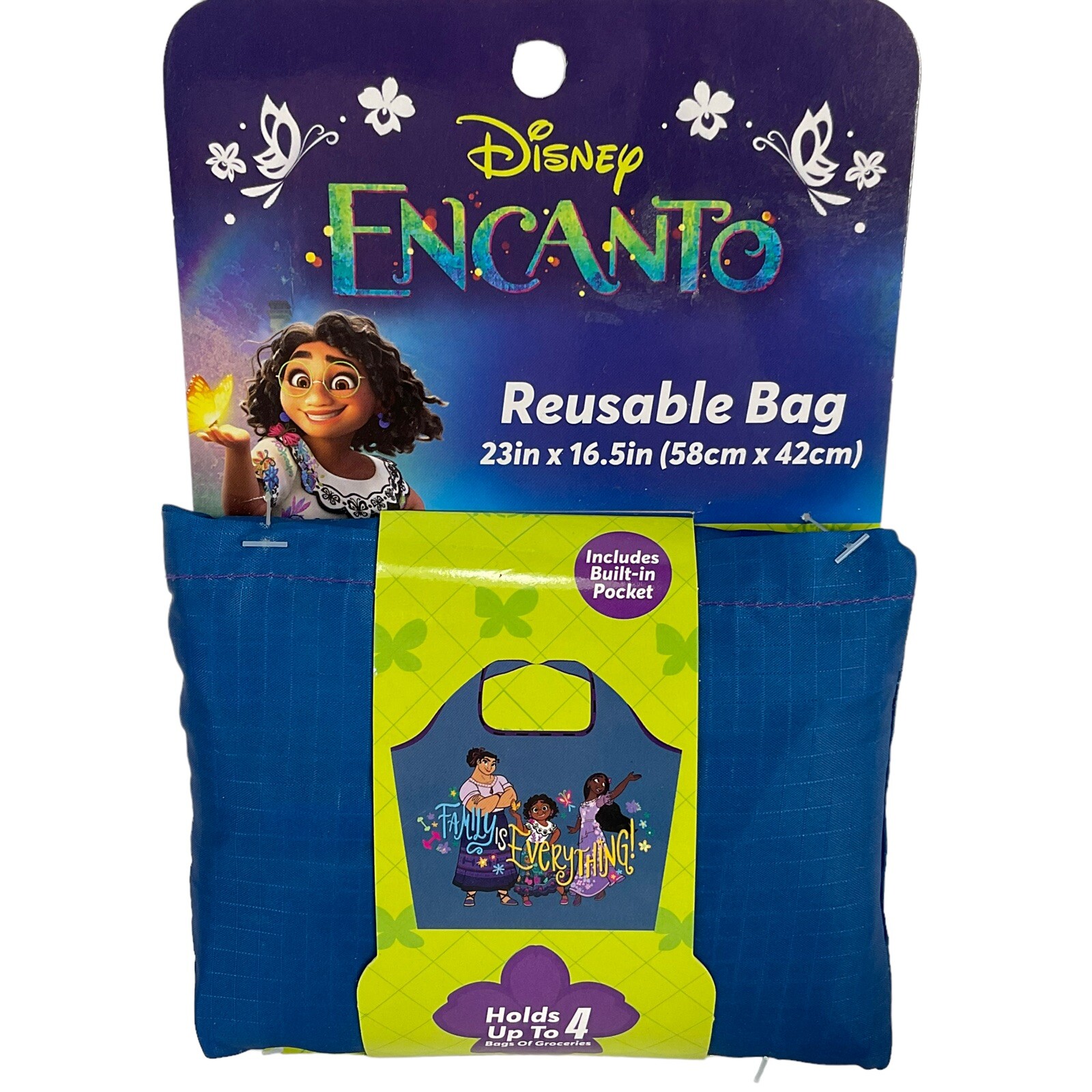 Disney Encanto Large Reusable Bag Blue Shopping 23 x 16.5 holds 4 grocery bags