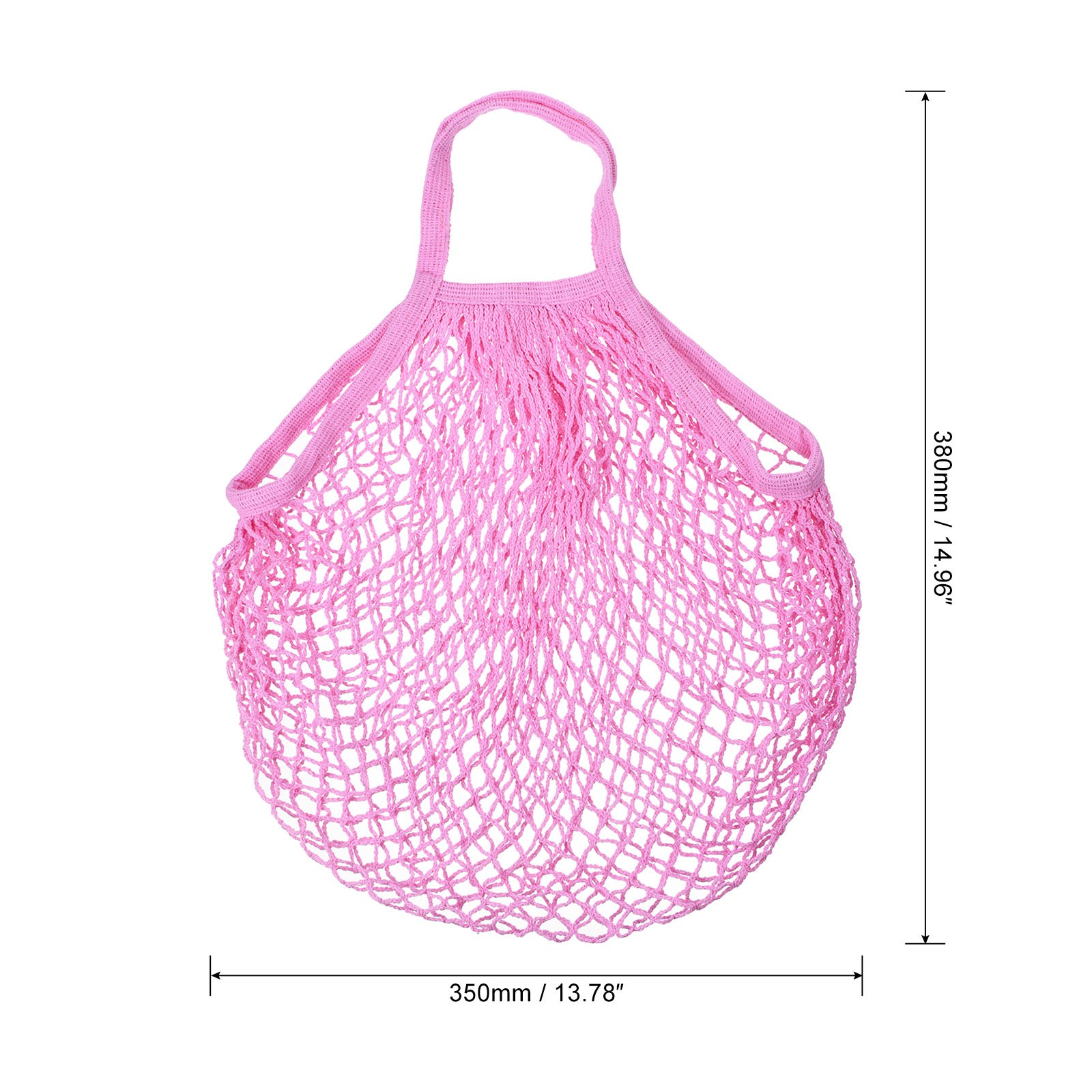 Cotton Mesh Bag, 15×13.8″ Mesh Net String Grocery Bags Pink